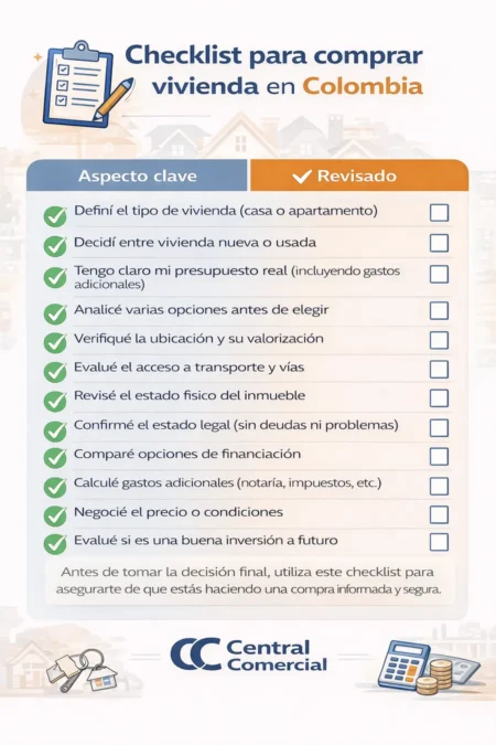 Checklist para comprar vivienda en Colombia paso a paso