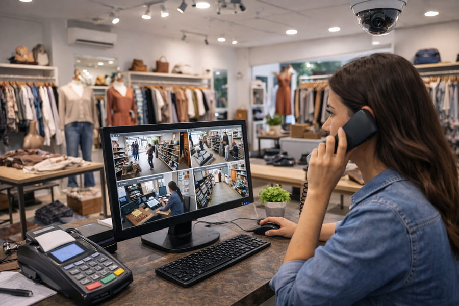 cámaras de seguridad en tienda de ropa para prevenir robos